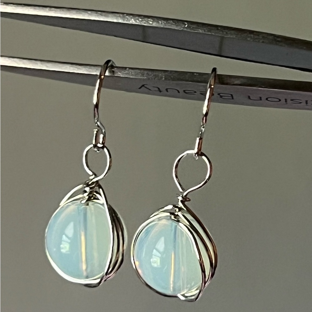 Elegant Silver and White Drop Earrings